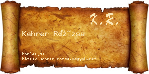 Kehrer Rózsa névjegykártya